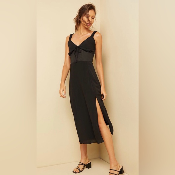 Beverly And Beck Dresses & Skirts - Beverly and Beck Satin Corset V-Neck Midi Dress NWT Sz M